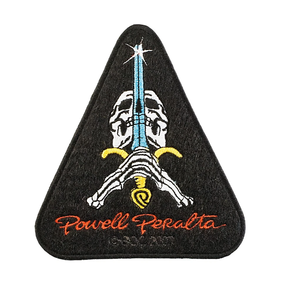 Powell Peralta Skateboard Patch Skull and Sword 4.5" Embroidered Iron /Sew On