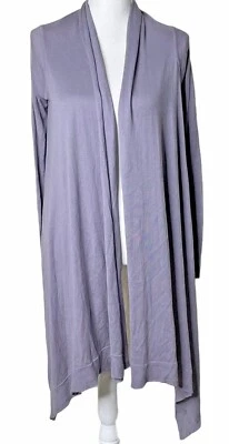 Crane & Lion Cardigan Wrap Sweater Small High Lo Hem Cotton Blend Purple Yoga 35 - Image 1 of 4