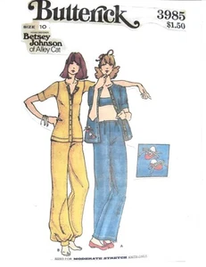 FF Sz 10 Betsey Johnson Butterick 3985 Top, Bra & Pants w Applique~RARE - Picture 1 of 2