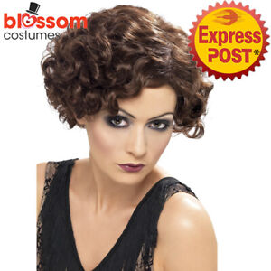 W543 1920s 20s 30s Flapper Wavy Brown Costume Wig Hair Gatsby Cabaret Burlesque