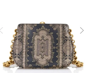 NWT Authentic $495 Tory Burch "Mini Shoulder Frame Bag" in Morocco color blk gld - Picture 1 of 9