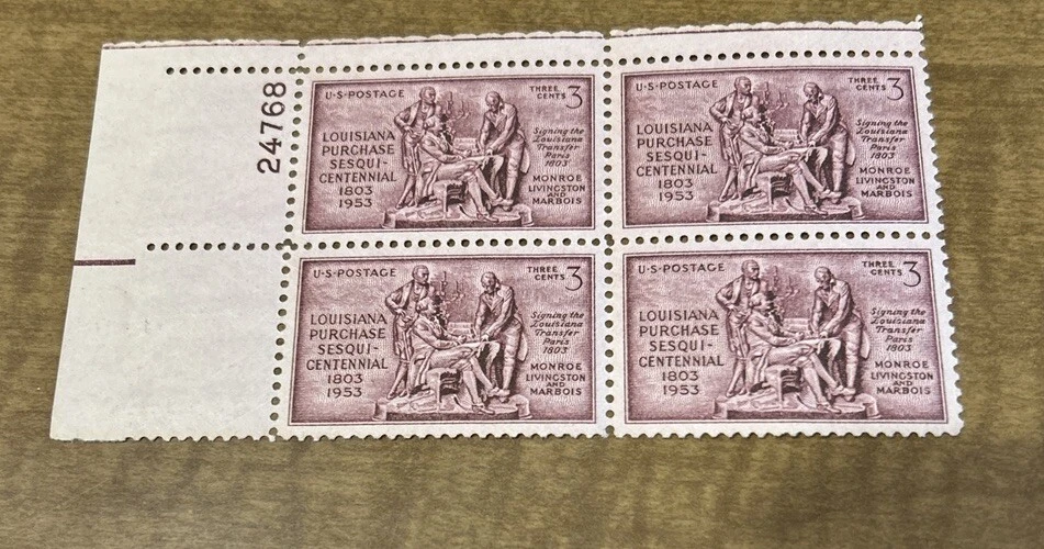 USA SC# 1020 Louisiana Purchase 150th Anniversary Plate Block,3c, MNH, 1953 - Image 1 of 1