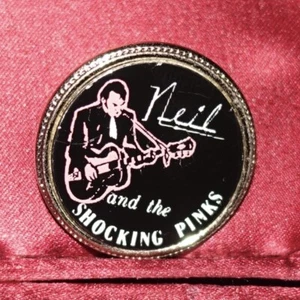 Vintage Neil Young "Neil And The Shocking Pinks" Enamel Tour Pin Button 1983 - Picture 1 of 4