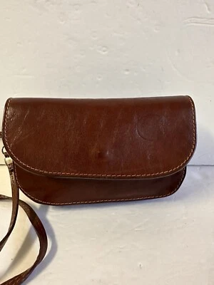 Vera Pelle Crossbody Brown Genuine Leather Mini Purse Shoulder Bag Made in Italy - Image 1 of 4