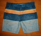 Ring Of Fire Flex Stretch Men's Sea and Sun Blue Striped Hybrid Shorts Size 36