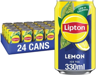290014 Lipton​ Lemon​ Ice Tea Can 330 Ml (Pack of 24), Low Calorie​ Soft Drink​, ​100%