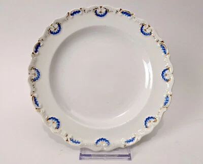 MEISSEN Teller Muschelrand um 1875 Relief BLAU GOLD Knaufzeit Porzellan 19. Jh - Bild 1 von 4