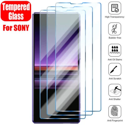 Tempered Glass Screen Protector For Sony Xperia 1 VI 1 IV 5iii 10 IV XA2 XZ1 XZ2 - Image 1 of 4