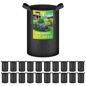 3 Gallon Grow Bags Thickened Aeration Nonwoven Fabric Pots Black 20-Pack - Picture 1 of 7