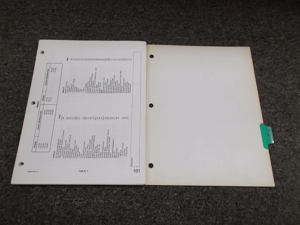 Mercedes Benz 300SE 300SEL 1986-1991 420SEL 560SEL 560SEC diagramas de cableado manual Foto 1 de 1