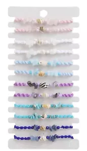 Set mit 12 Muschel- und Perlenarmbändern, mehrfarbig, neu - Bild 1 von 2