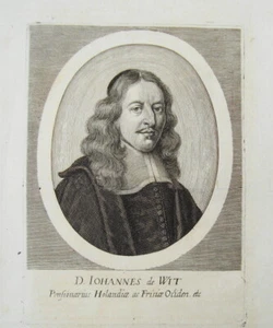 Johan de Witt Jan de Wit Ratspensionar Holland echter alter Kupferstich um 1690 - Bild 1 von 1