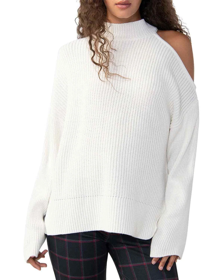 Sanctuary Women's Creme One Cold Shoulder Long Sleeve Sweater - S - Creme