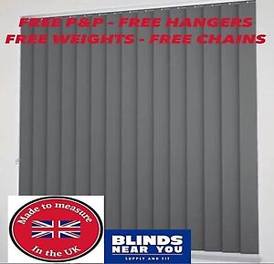 Blackout Vertical Blind Slats Grey Replacement Louvre Blinds 89mm (3.5") Wide