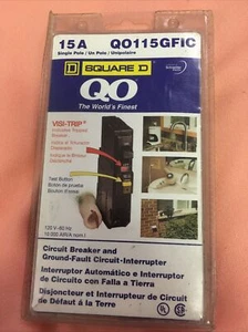 QO115GFIC Square D , Circuit Breaker single pole 15 AMP Ground Fault breaker - Picture 1 of 3