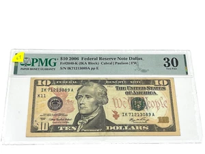 2006 $10 Ten Dollars, FEDERAL RESERVE NOTE Dallas, COLOR,'PMG 30 Very Fine (#67) - Picture 1 of 2