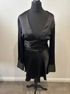 Zara Dress Black Long Sleeve Satin Size Small S BNWT BLOGGER FAVS - Picture 1 of 13