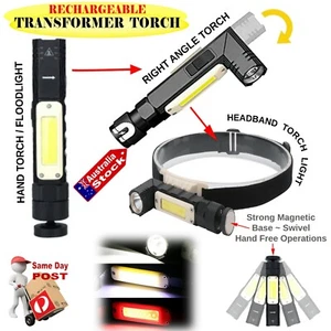 RECHARGEABLE LED COB MILITARY TACTICAL RIGHT ANGLE TORCH HEAD LIGHT HEADLAMP - Picture 1 of 8