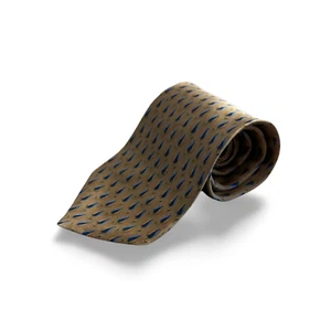 Nautica Tie Tan Gold Navy Teardrop Pattern Silk Necktie Classic Business Look - Picture 1 of 4