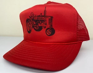 Vintage Tractor Trucker SnapBack Hat Winner Cap Red Rope OSFA Mesh Farmer Crops - Picture 1 of 18