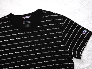 Camiseta CHAMPION ―Para Hombre L Grande ― Negro/Blanco con Guión/Garabatos con Logotipo NUEVA SIN ETIQUETAS #DE35 - Imagen 1 de 4