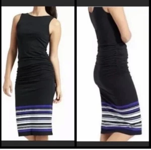 BRAND NEW w/ TAGS: Athleta Riches Black Stripe Midi Cotton Tank Dress - Picture 1 of 6