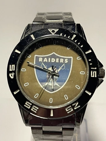 Oakland Raiders NFL Casual Black Stainless-Steel Men's Wristwatch NEW!!! Cover