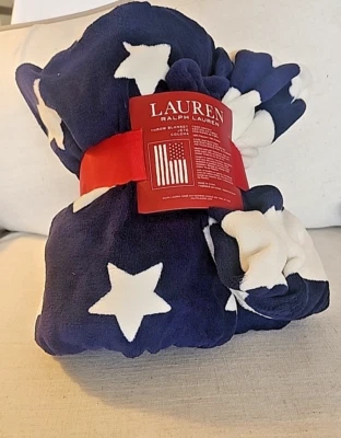 Ralph Lauren AMERICANA STARS FLAG   Throw Blanket Super Soft Cozy 50" x 70" - Image 1 of 4