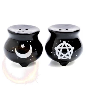 Flavour Mates Witches' Brew Cauldron Salt and Pepper Set Ceramic - Picture 1 of 5