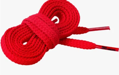 CORD ON - Casual flat standard polyester laces for shoes, 1 pair (Red, 125 cm) - Image 1 of 4