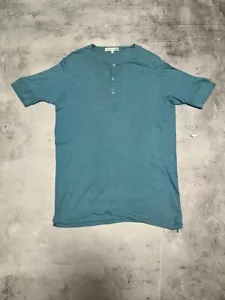 Merz B Schwanen Henley T-Shirt Knöpfe Schleife Rad Repro blau Größe 8 - Bild 1 von 11