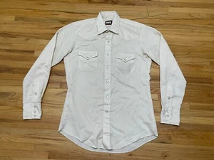 Fenton Men's Shirt Button-Up Western Cowboy Collared Pearl Snap White Striped - Picture 1 of 7