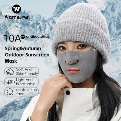 WEST BIKING Outdoor Sports Mask Breathable Hanging Ear Face Mask Light Grey - Image 1 of 4