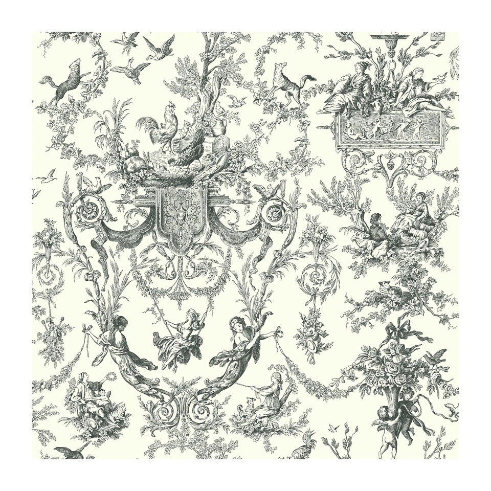 York Wallcoverings AT4237 Ashford Toiles Old World Toile Prepasted Wallpaper