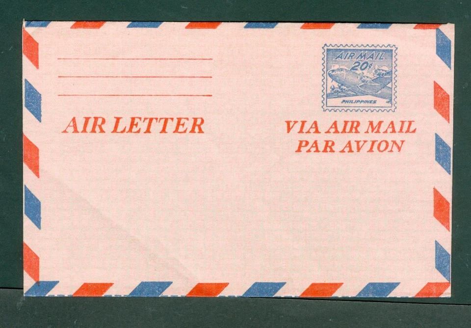 Filipinas, años 50. Carta de aire. Sin usar 20c. Avión. Ver estado. Foto 1 de 1