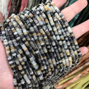 Cuentas espaciadoras de disco Heishi de amazonita marrón natural de 2x4 mm para hacer joyas hágalo usted mismo - Imagen 1 de 8