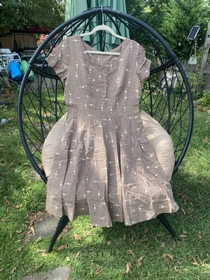 40’s Handmade Dress With Belt Metal Zipper Day Dress Large Vintage Retro - Image 1 of 4