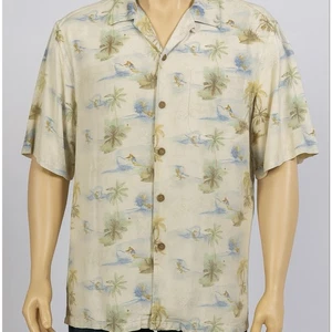 Vintage Tommy Bahama Hemd Herren Large Seide buttergelb Camp Surf tropisch Hawaii - Bild 1 von 17