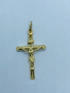 14K Solid Gold Cross Pendant, Italian Made , Religious Jewerly, Christmas Gift, - Bild 1 von 2
