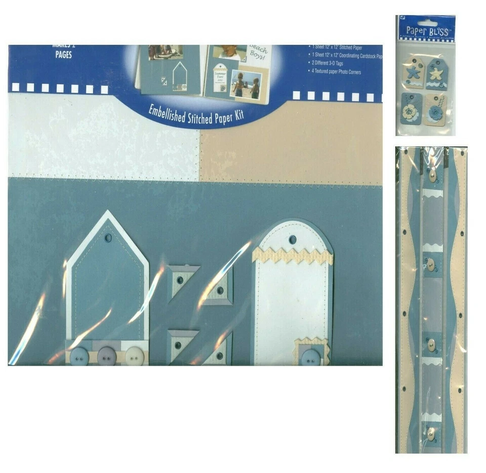 Ocean Beach Breeze Etiquetas de Papel Cosido Bordes 12" x 12" Kit de Página de Felicidad de Papel Foto 1 de 1