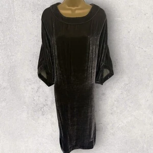 Vestido recto de terciopelo gris Piazza Sempione para mujer, cinturón satinado negro IT 44 UK 12 - Imagen 1 de 4
