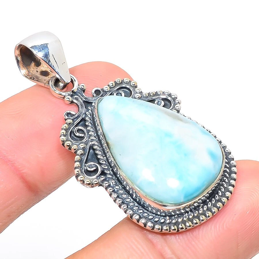 Винтажная подвеска с серебряным покрытием из ларимара ювелирные изделия 2 дюйма - Изображение 1 из 1