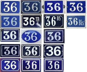 Old blue French house number 36 B BIS TER door gate wall plate steel enamel sign - Picture 1 of 18