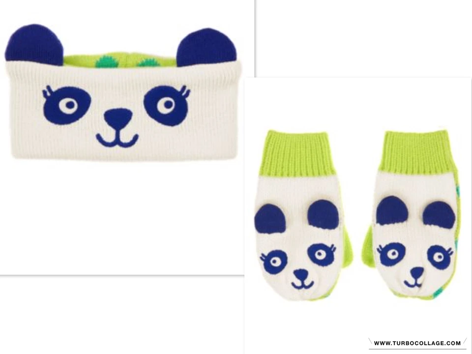 NIÑAS PANDA MITONES Y DIADEMA NUEVO CON ETIQUETAS TALLA 12-24 MESES POR GYMBOREE * Foto 1 de 1