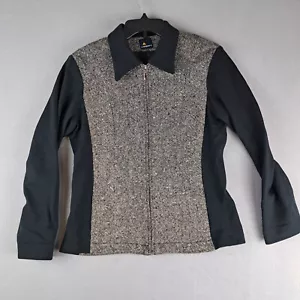 Lizsport Wool Jacket Womens Size Small Wool Gray And Black With Shoulder Pads - Picture 1 of 10