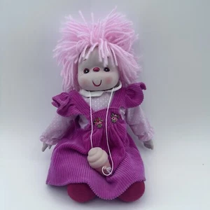 Vintage Ice Cream Girl Puppe rosa Garn Haare & Kleid mit Eiskette 80’er - Bild 1 von 15
