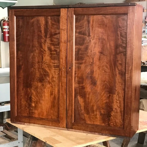 Walnut Bookcase Secretary Top with Blind Doors Cover