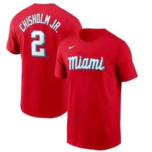 Jazz Chisholm Miami Marlins Nike 2023 City Connect Name & Number T-Shirt MLB Men - Picture 1 of 3