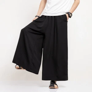 Pantalones Japoneses de Pierna Ancha Hombres Extra Sueltos Verano Meditación Pantalones M-5XL - Imagen 1 de 9