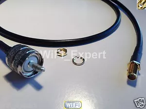 6 Feet UHF PL-259 Male to SMA Female Bulkhead plug jumper pigtail RG58 cable USA - Picture 1 of 3